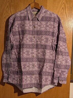 Cabela's Shirt Womens L Purple White Southwestern Print Long Sleeve